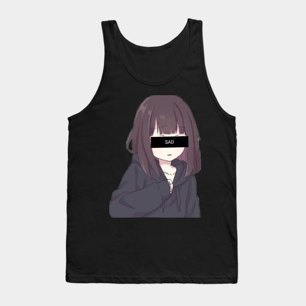 Sad anime girl style Tank Top by Superboydesign